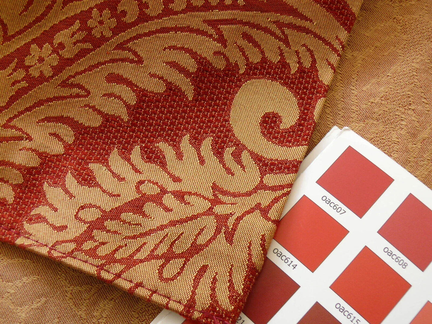Coraggio Textile Silk and Cotton Heavy Brocade Renaissance Artichoke Crimson Red and Gold 3 yards