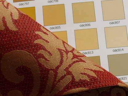 Coraggio Textile Silk and Cotton Heavy Brocade Renaissance Artichoke Crimson Red and Gold 3 yards