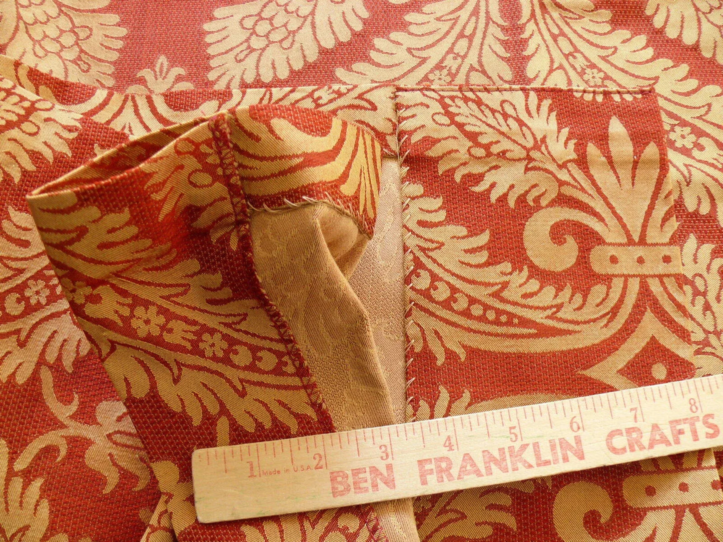 Coraggio Textile Silk and Cotton Heavy Brocade Renaissance Artichoke Crimson Red and Gold 3 yards