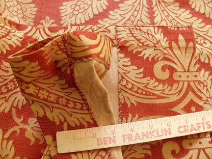 Coraggio Textile Silk and Cotton Heavy Brocade Renaissance Artichoke Crimson Red and Gold 3 yards