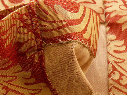 Coraggio Textile Silk and Cotton Heavy Brocade Renaissance Artichoke Crimson Red and Gold 3 yards