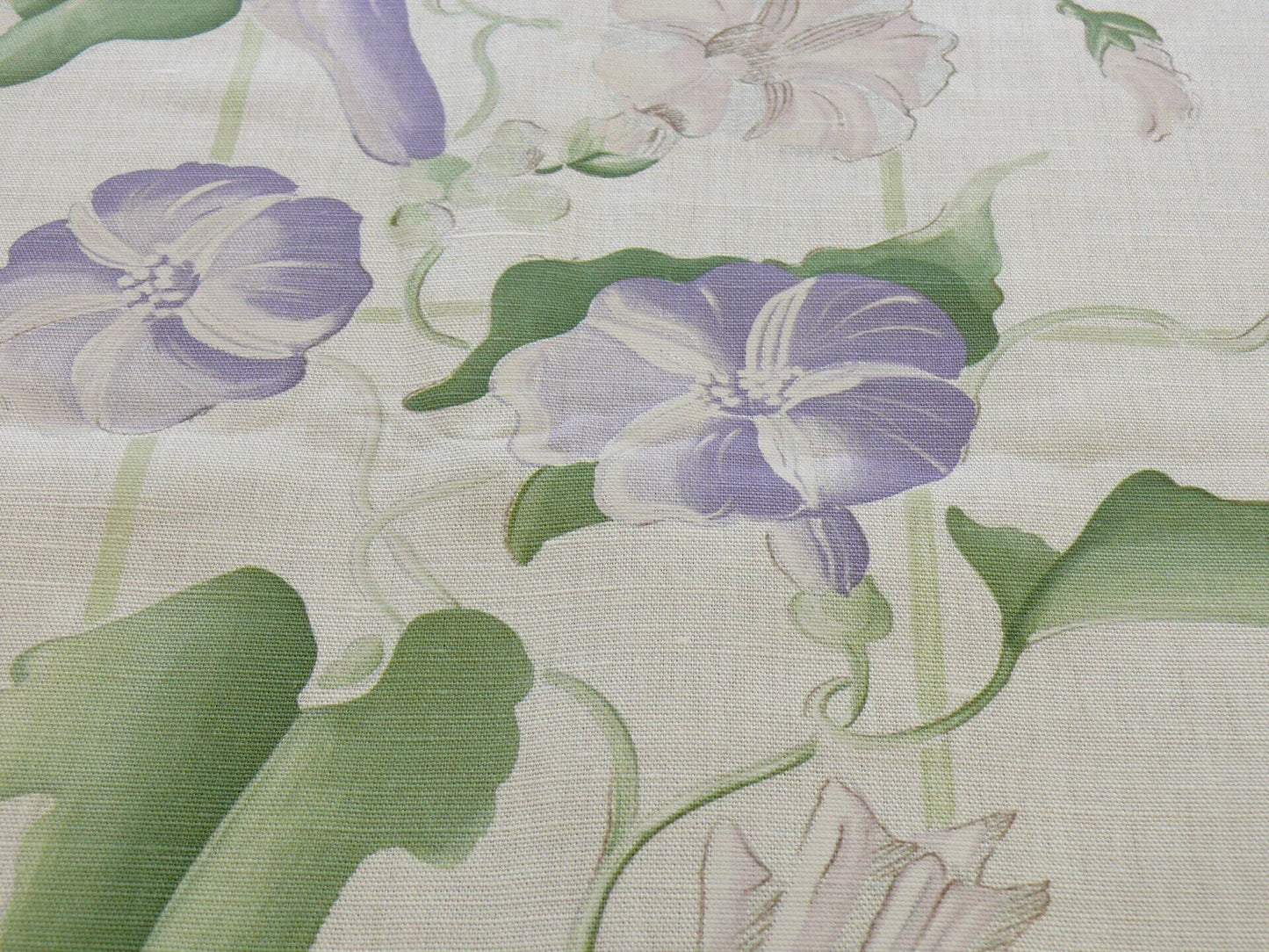 By yard Brunschwig &amp; Fils Glorious Morning Linen Linen Print Cream White Morning Glory Trellis MSRP USD290/y
