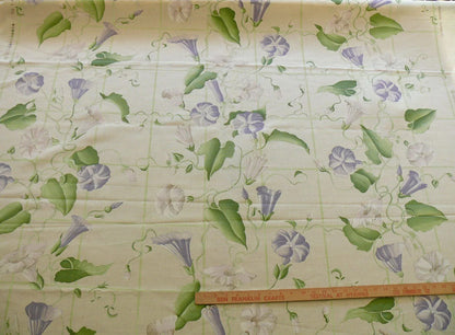 By yard Brunschwig &amp; Fils Glorious Morning Linen Linen Print Cream White Morning Glory Trellis MSRP USD290/y