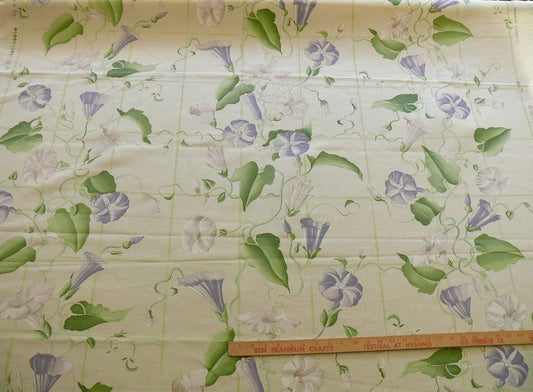 By yard Brunschwig &amp; Fils Glorious Morning Linen Linen Print Cream White Morning Glory Trellis MSRP USD290/y