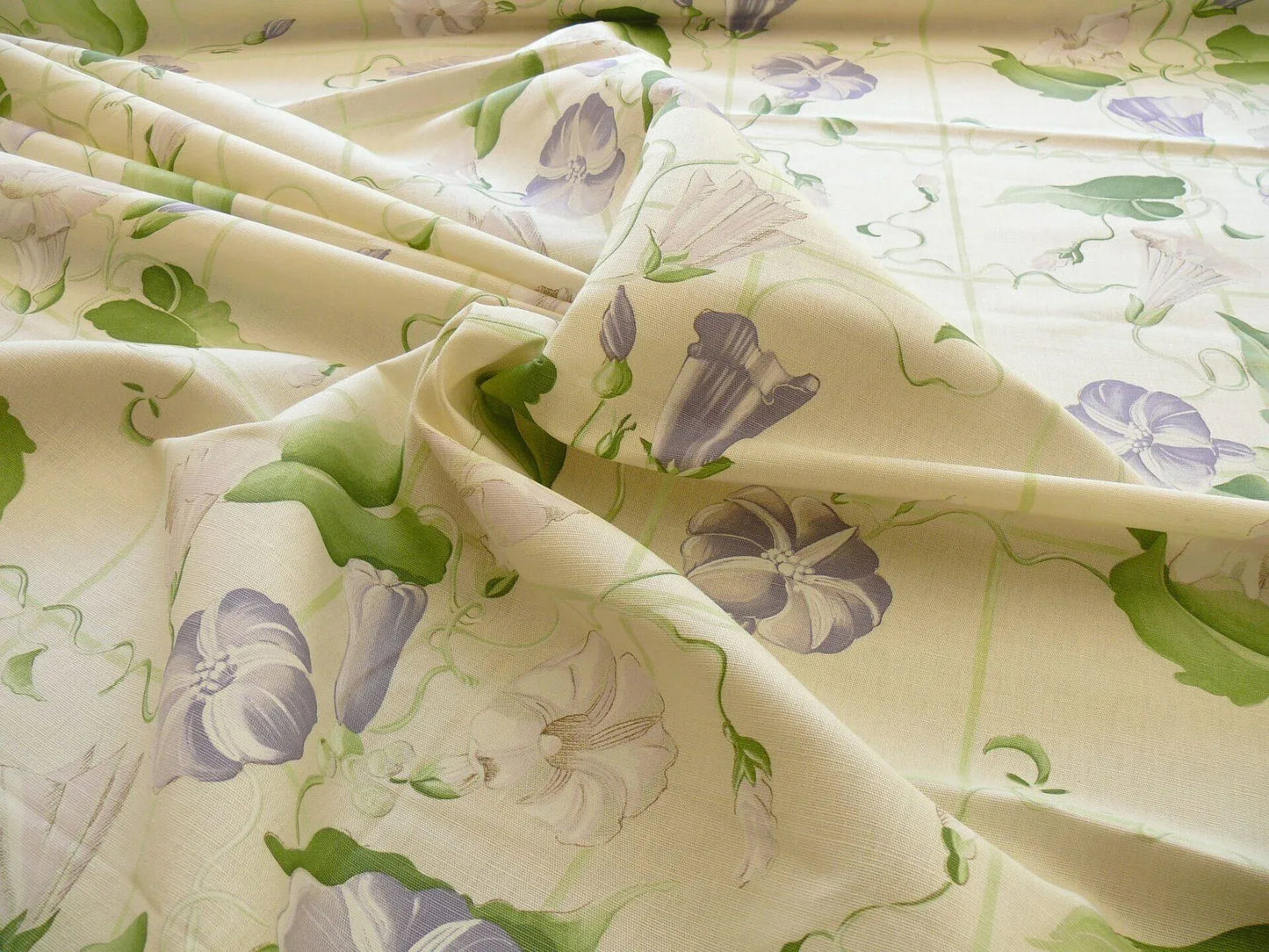 By yard Brunschwig &amp; Fils Glorious Morning Linen Linen Print Cream White Morning Glory Trellis MSRP USD290/y