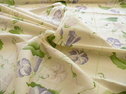 By yard Brunschwig &amp; Fils Glorious Morning Linen Linen Print Cream White Morning Glory Trellis MSRP USD290/y