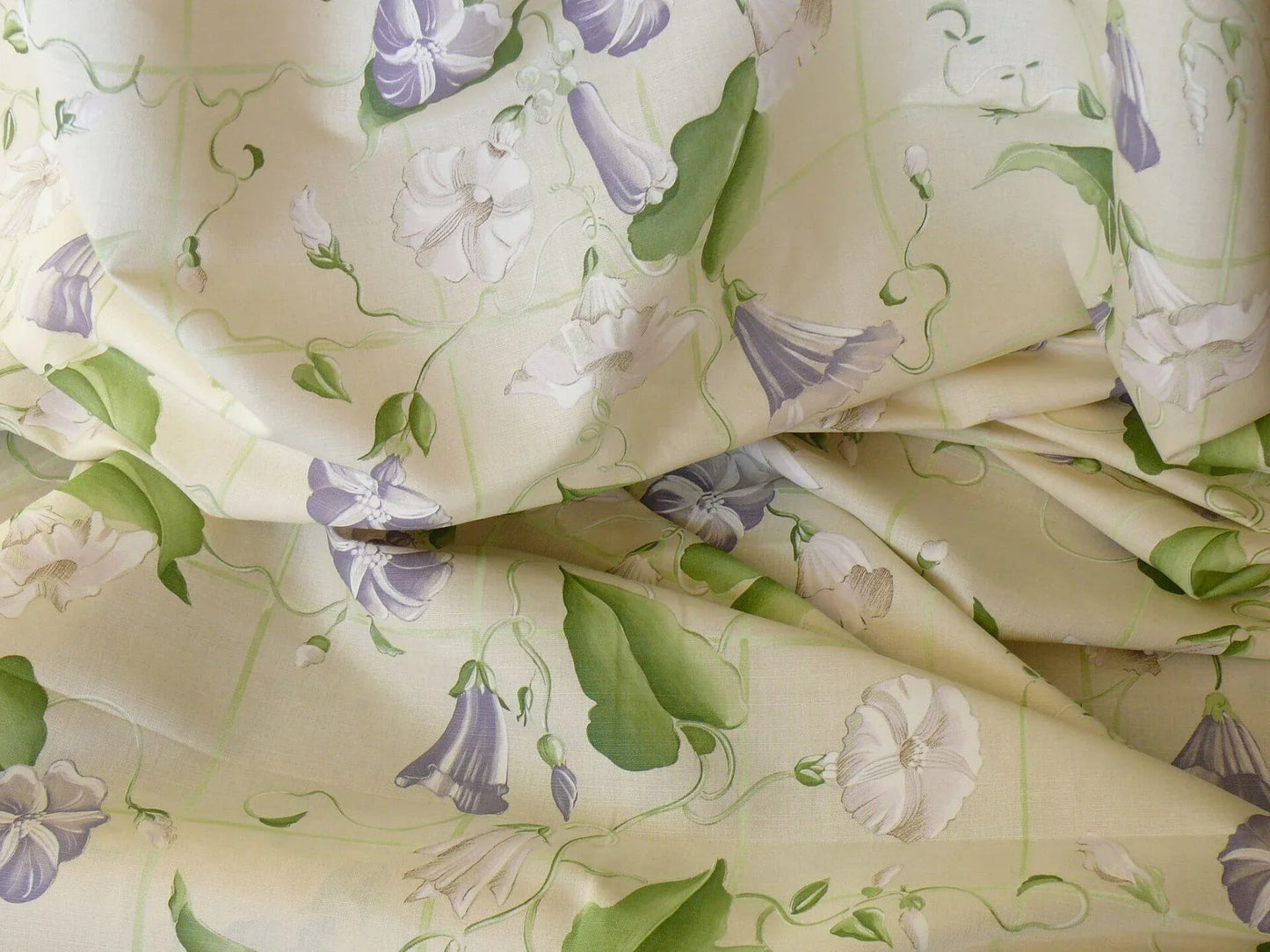 By yard Brunschwig &amp; Fils Glorious Morning Linen Linen Print Cream White Morning Glory Trellis MSRP USD290/y