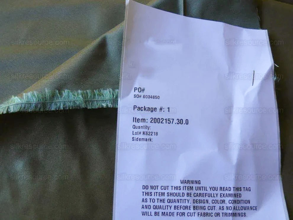 By Yard Lee Jofa Palais Silk Taffeta Olive Green 100% Silk True French Lyon Silk