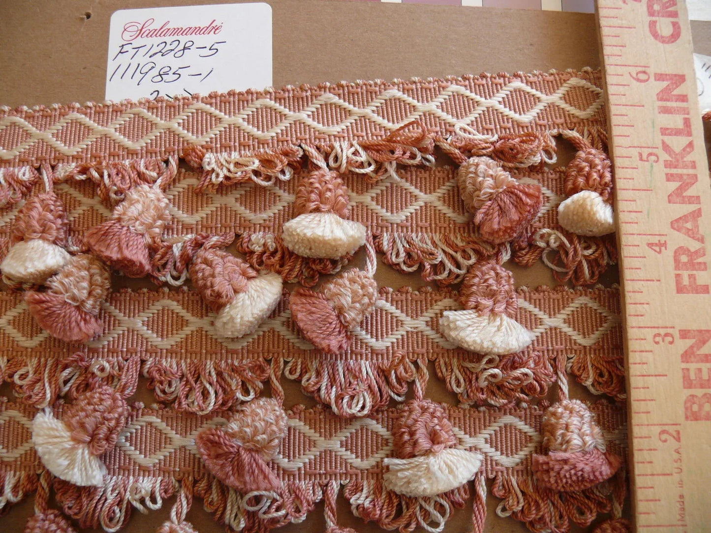 by yard Scalamandre Muriel Tassel Fringe Silk Pink White MSRPUSD159/Y