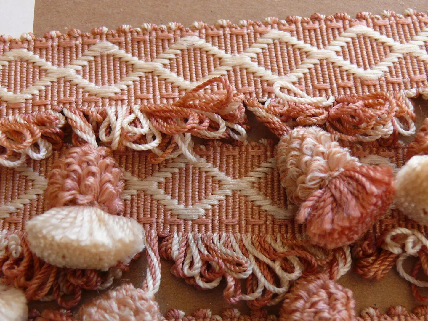 by yard Scalamandre Muriel Tassel Fringe Silk Pink White MSRPUSD159/Y