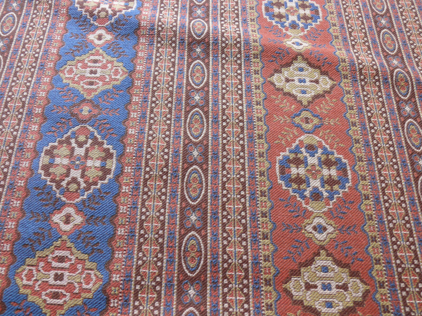 By Yard Scalamandre Kumari Wool South Western Tibetan Damask Navy Salmon MSRP USD 159/Y