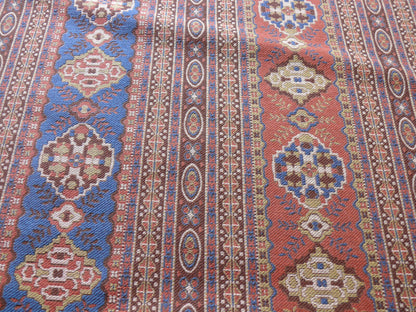 By Yard Scalamandre Kumari Wool South Western Tibetan Damask Navy Salmon MSRP USD 159/Y