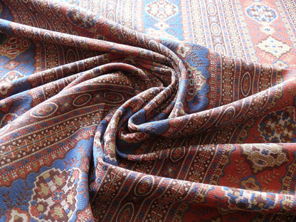 By Yard Scalamandre Kumari Wool South Western Tibetan Damask Navy Salmon MSRP USD 159/Y