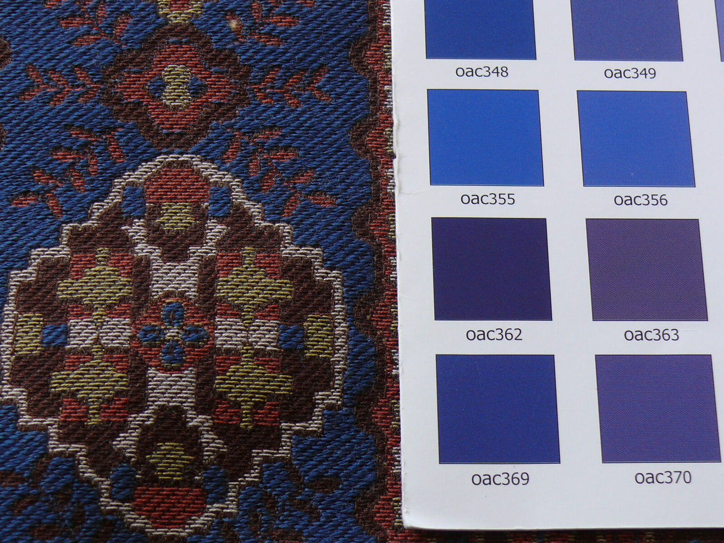 By Yard Scalamandre Kumari Wool South Western Tibetan Damask Navy Salmon MSRP USD 159/Y