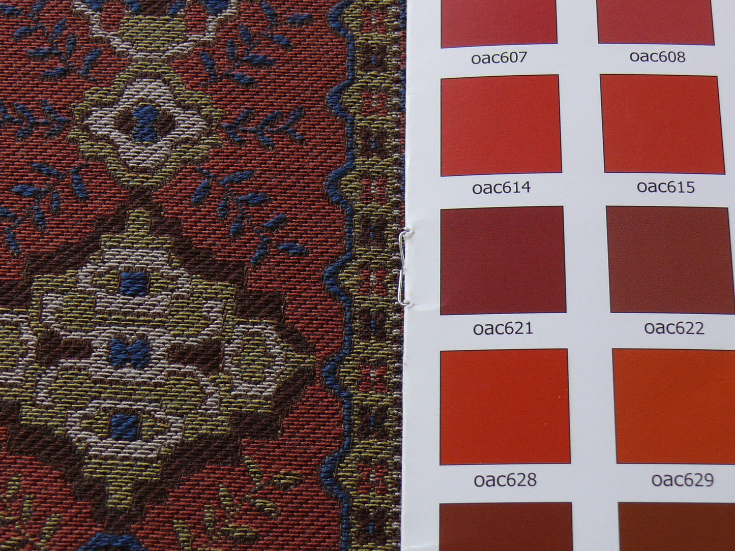 By Yard Scalamandre Kumari Wool South Western Tibetan Damask Navy Salmon MSRP USD 159/Y