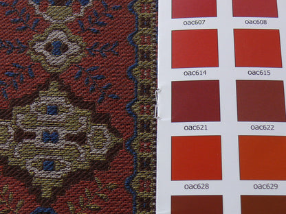 By Yard Scalamandre Kumari Wool South Western Tibetan Damask Navy Salmon MSRP USD 159/Y