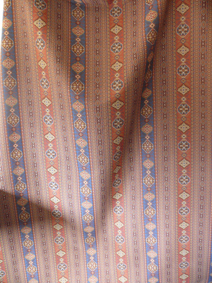 By Yard Scalamandre Kumari Wool South Western Tibetan Damask Navy Salmon MSRP USD 159/Y