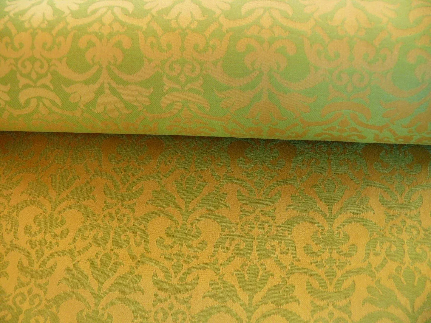 By Yd Scalamandre Fleur Renaissance Damask Willow Green Goldenrod Cotton MSRP USD 141/Y