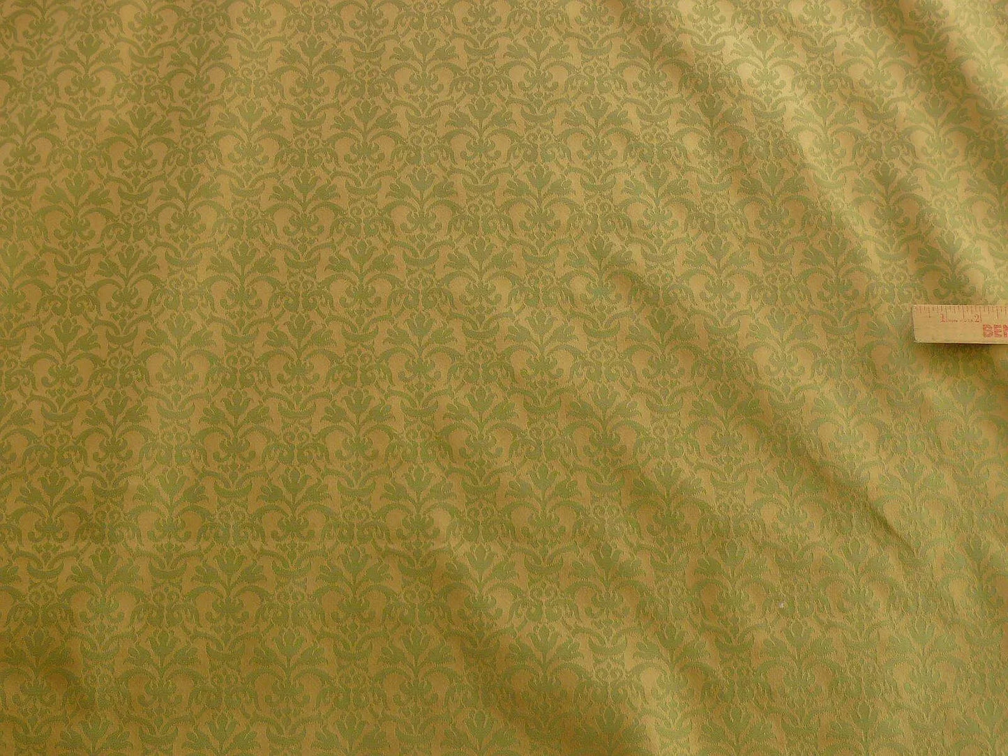 By Yd Scalamandre Fleur Renaissance Damask Willow Green Goldenrod Cotton MSRP USD 141/Y