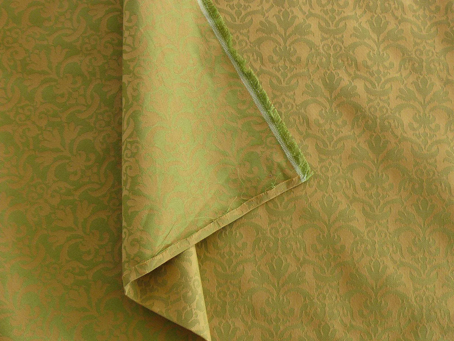 By Yd Scalamandre Fleur Renaissance Damask Willow Green Goldenrod Cotton MSRP USD 141/Y
