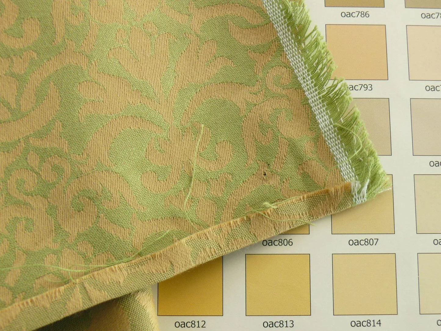 By Yd Scalamandre Fleur Renaissance Damask Willow Green Goldenrod Cotton MSRP USD 141/Y