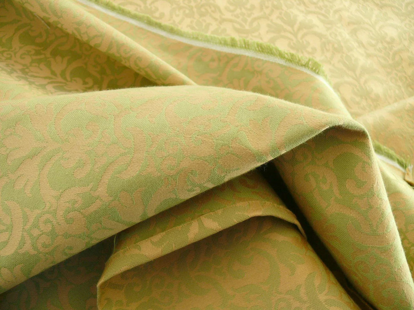 By Yd Scalamandre Fleur Renaissance Damask Willow Green Goldenrod Cotton MSRP USD 141/Y