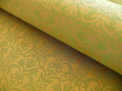 By Yd Scalamandre Fleur Renaissance Damask Willow Green Goldenrod Cotton MSRP USD 141/Y