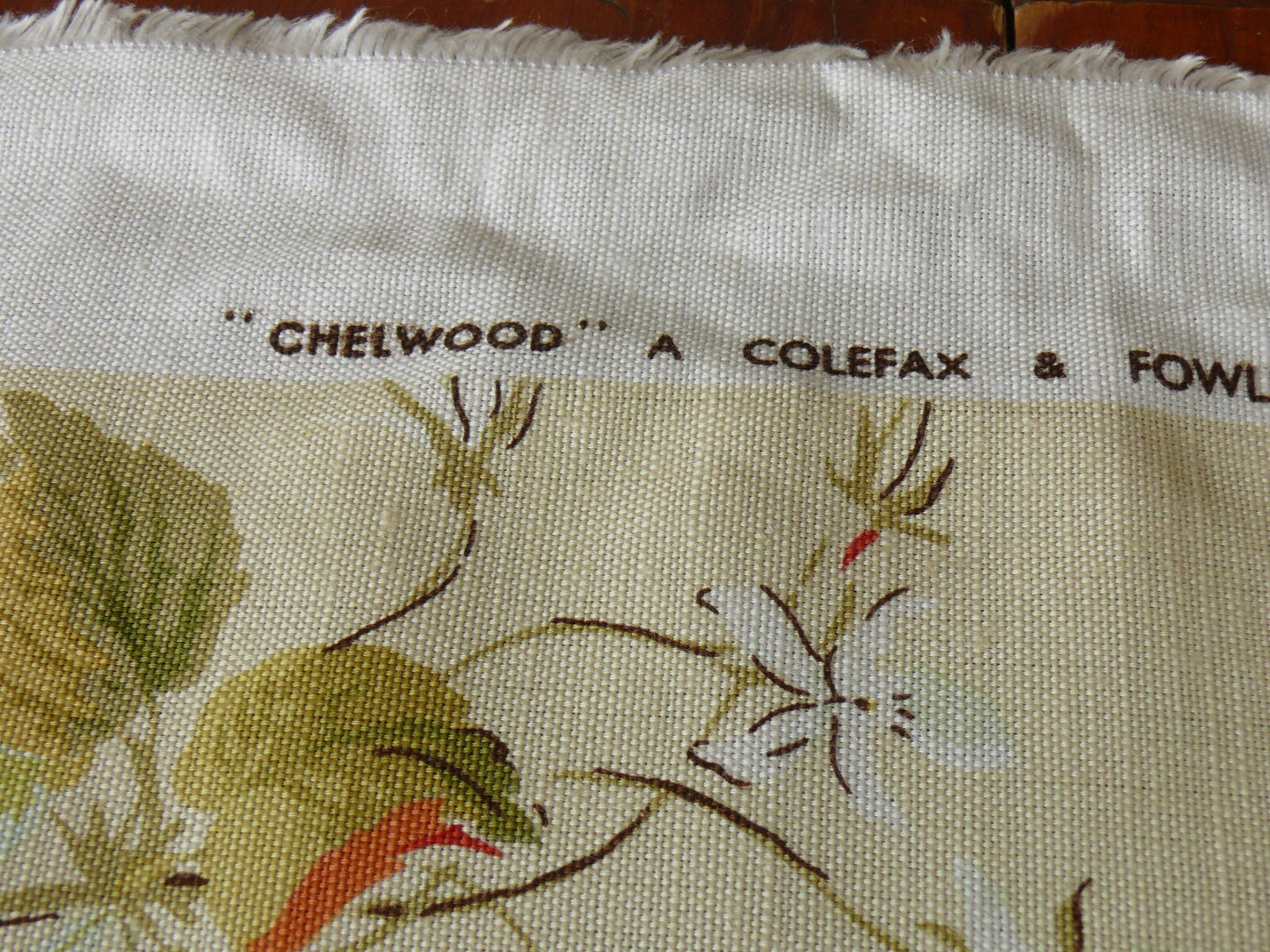 BY Yard COLEFAX &amp; FOWLER "CHELWOOD" BASKET CHERRY COTTON PRINT ON LINEN/LINEN BLEND BTY