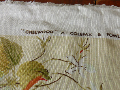 BY Yard COLEFAX &amp; FOWLER "CHELWOOD" BASKET CHERRY COTTON PRINT ON LINEN/LINEN BLEND BTY