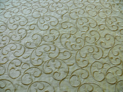 by yard Pindler &amp; Pindler Silk Embroidery Scroll Olive Green MSRP USD200+/y