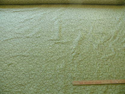 by yard Pindler &amp; Pindler Silk Embroidery Scroll Olive Green MSRP USD200+/y