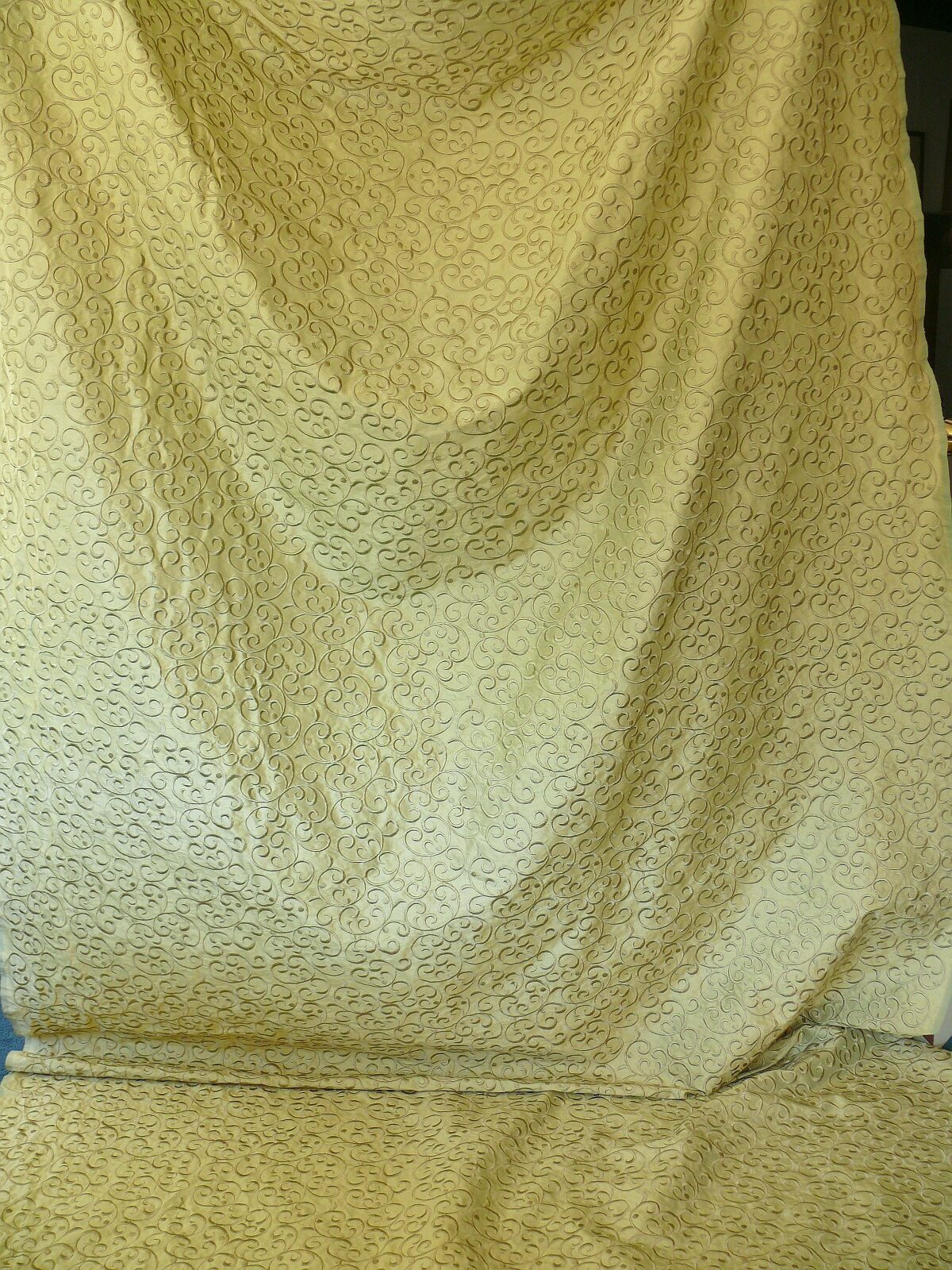 by yard Pindler &amp; Pindler Silk Embroidery Scroll Olive Green MSRP USD200+/y