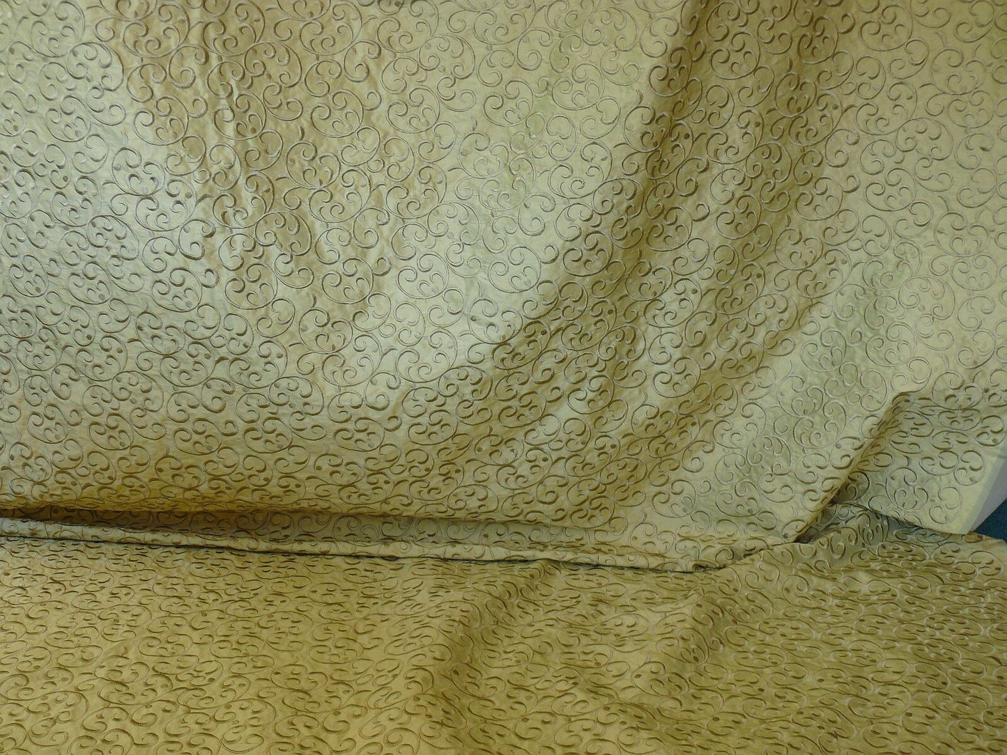 by yard Pindler &amp; Pindler Silk Embroidery Scroll Olive Green MSRP USD200+/y