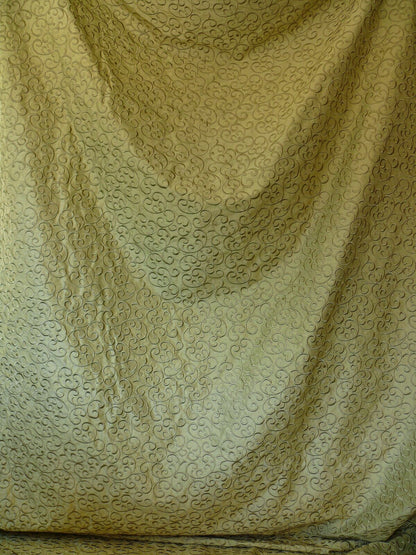 by yard Pindler &amp; Pindler Silk Embroidery Scroll Olive Green MSRP USD200+/y