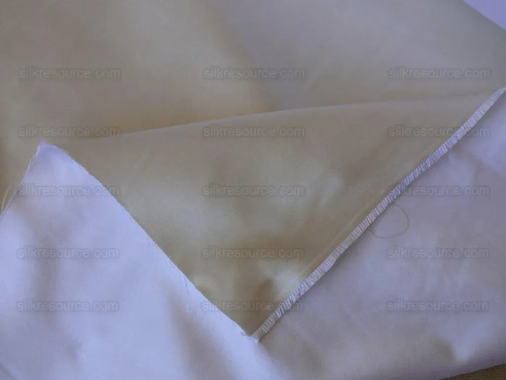 Clarence House Monceau Satin 100% Silk Double-faced Duchess Satin WHITE &amp; CREAM Snow White CHAMPAGNE