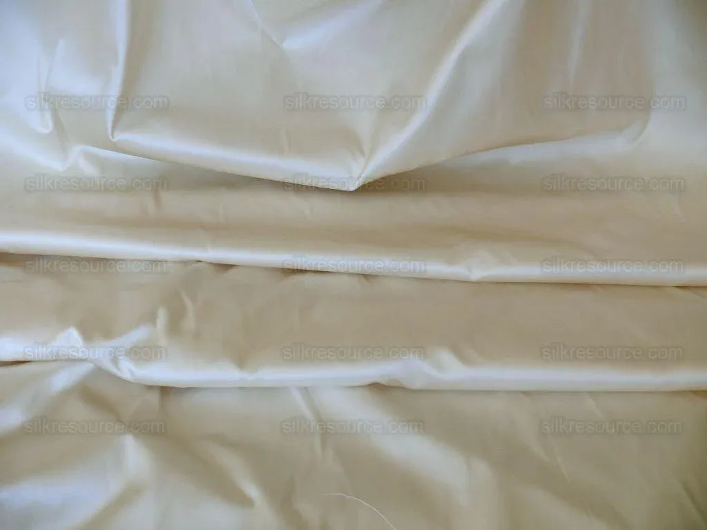 Clarence House Monceau Satin 100% Silk Double-faced Duchess Satin WHITE &amp; CREAM Snow White CHAMPAGNE