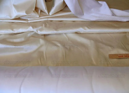 Clarence House Monceau Satin 100% Silk Double-faced Duchess Satin WHITE &amp; CREAM Snow White CHAMPAGNE