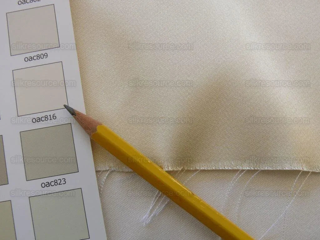 Clarence House Monceau Satin 100% Silk Double-faced Duchess Satin WHITE &amp; CREAM Snow White CHAMPAGNE