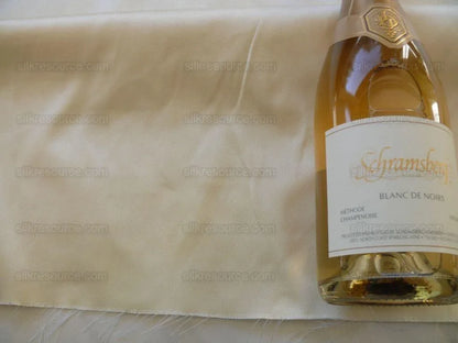 Clarence House Monceau Satin 100% Silk Double-faced Duchess Satin WHITE &amp; CREAM Snow White CHAMPAGNE