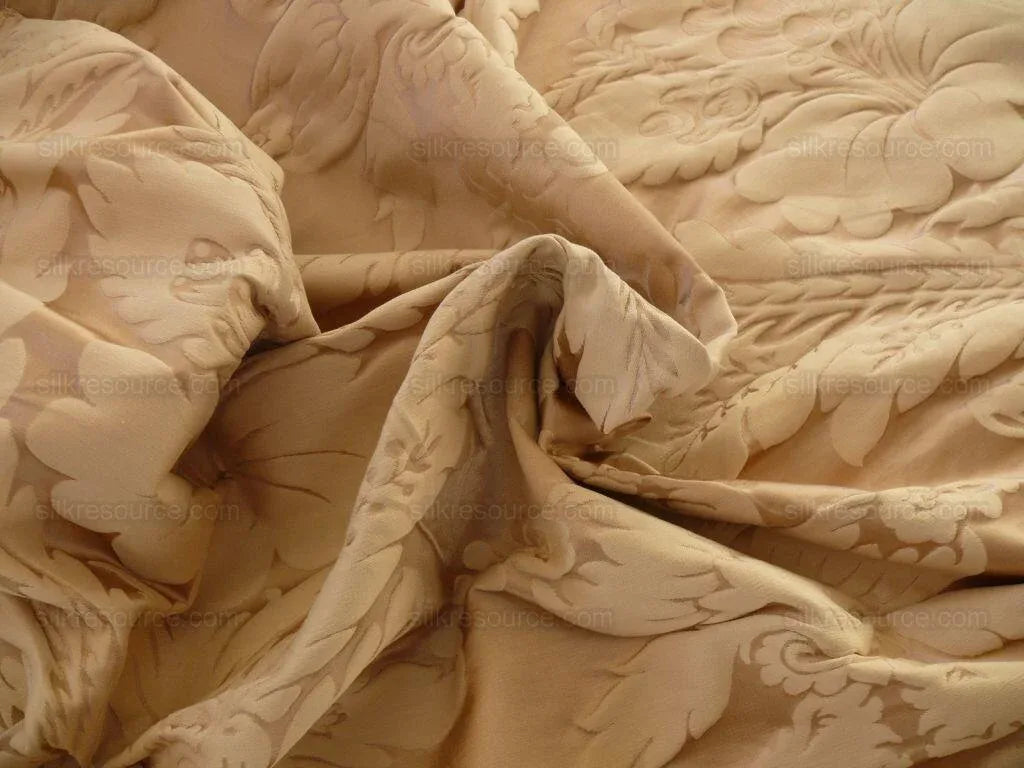 Clarence House Cosette Sand Silk &amp; Cotton Satin Damask MSRP USD 334/Y