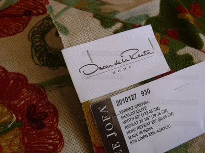 Lee Jofa/oscar De La Renta Termez Embroidery Floral Merlot/olive Red Green crewel Tulip Sunflower MSRP USD 550/yard!