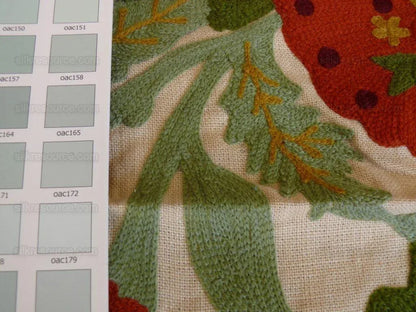 Lee Jofa/oscar De La Renta Termez Embroidery Floral Merlot/olive Red Green crewel Tulip Sunflower MSRP USD 550/yard!