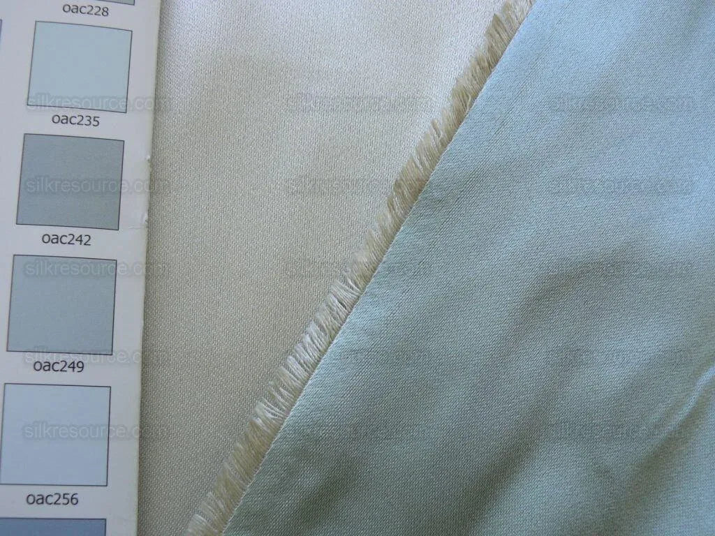 Clarence House Monceau 100% Silk Double-faced Duchess Satin Ivory &amp; Sky Blue