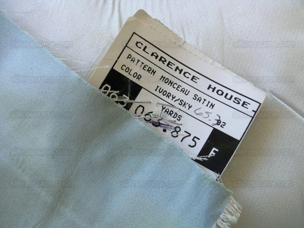 Clarence House Monceau 100% Silk Double-faced Duchess Satin Ivory &amp; Sky Blue