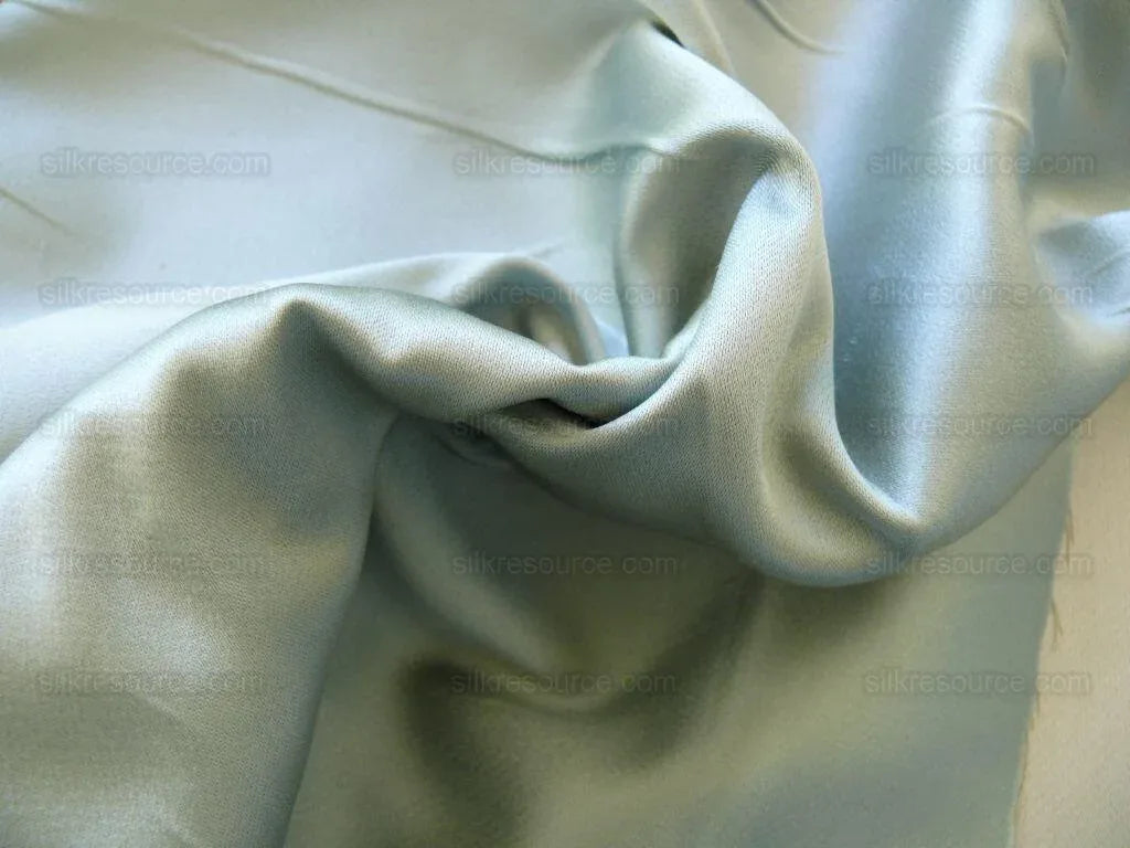Clarence House Monceau 100% Silk Double-faced Duchess Satin Ivory &amp; Sky Blue