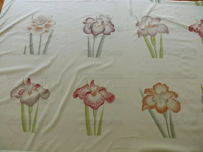 Clarence House Meiji Iris Print 27-colors On Natural Background Cotton Satin 27 Screens! Japanese