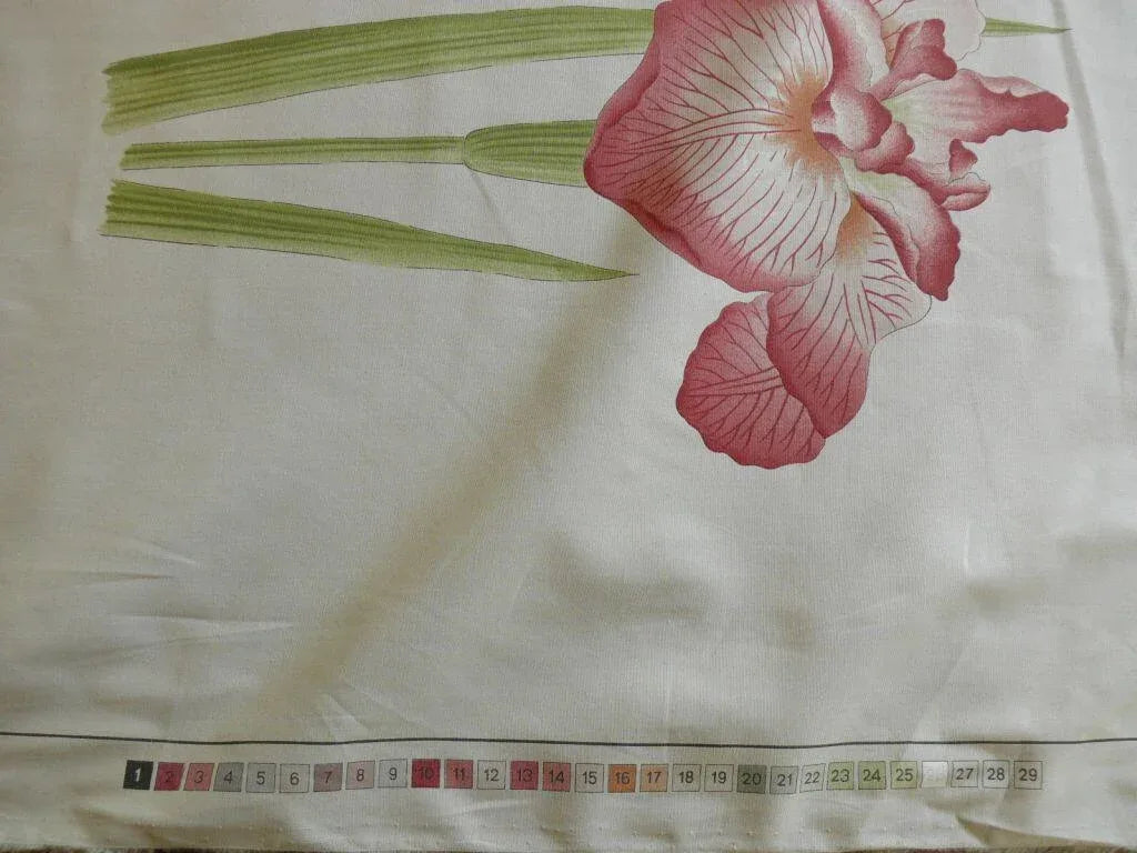 Clarence House Meiji Iris Print 27-colors On Natural Background Cotton Satin 27 Screens! Japanese