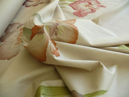 Clarence House Meiji Iris Print 27-colors On Natural Background Cotton Satin 27 Screens! Japanese