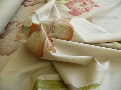 Clarence House Meiji Iris Print 27-colors On Natural Background Cotton Satin 27 Screens! Japanese