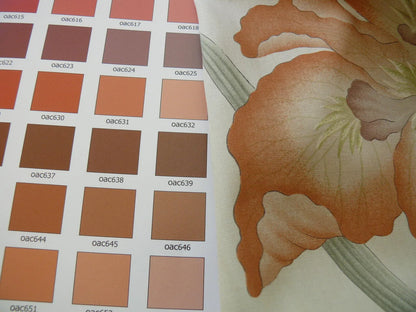 Clarence House Meiji Iris Print 27-colors On Natural Background Cotton Satin 27 Screens! Japanese